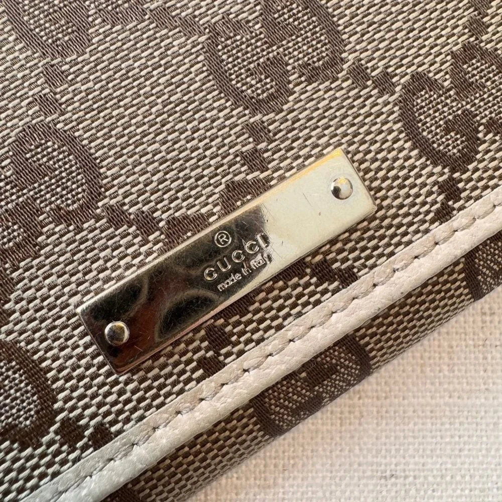 Gucci‎  GG Canvas Leather Card Case Beige, Brown